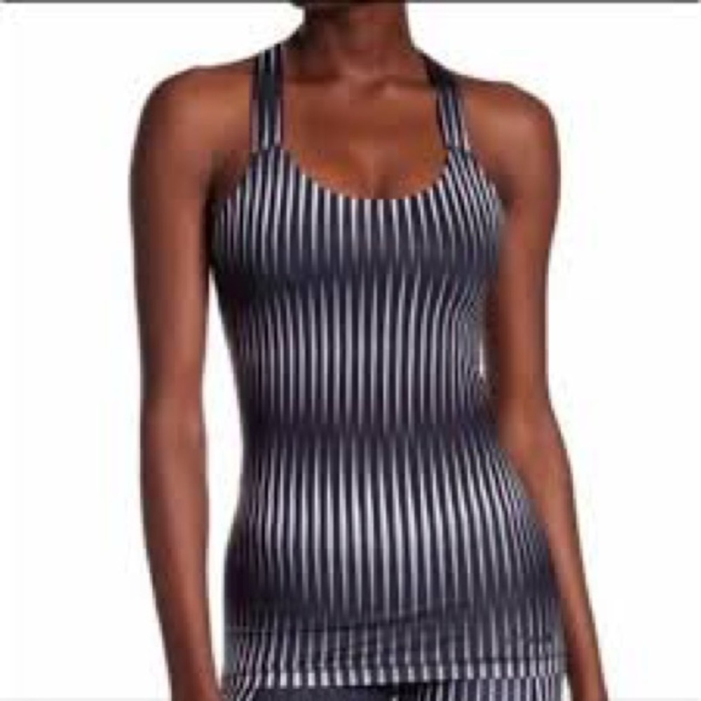 IVY PARK Black and White Striped Tank Top